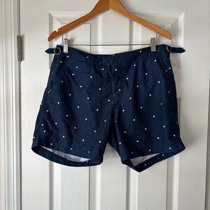 SUITSUPPLY navy and white polkadot shorts size medium